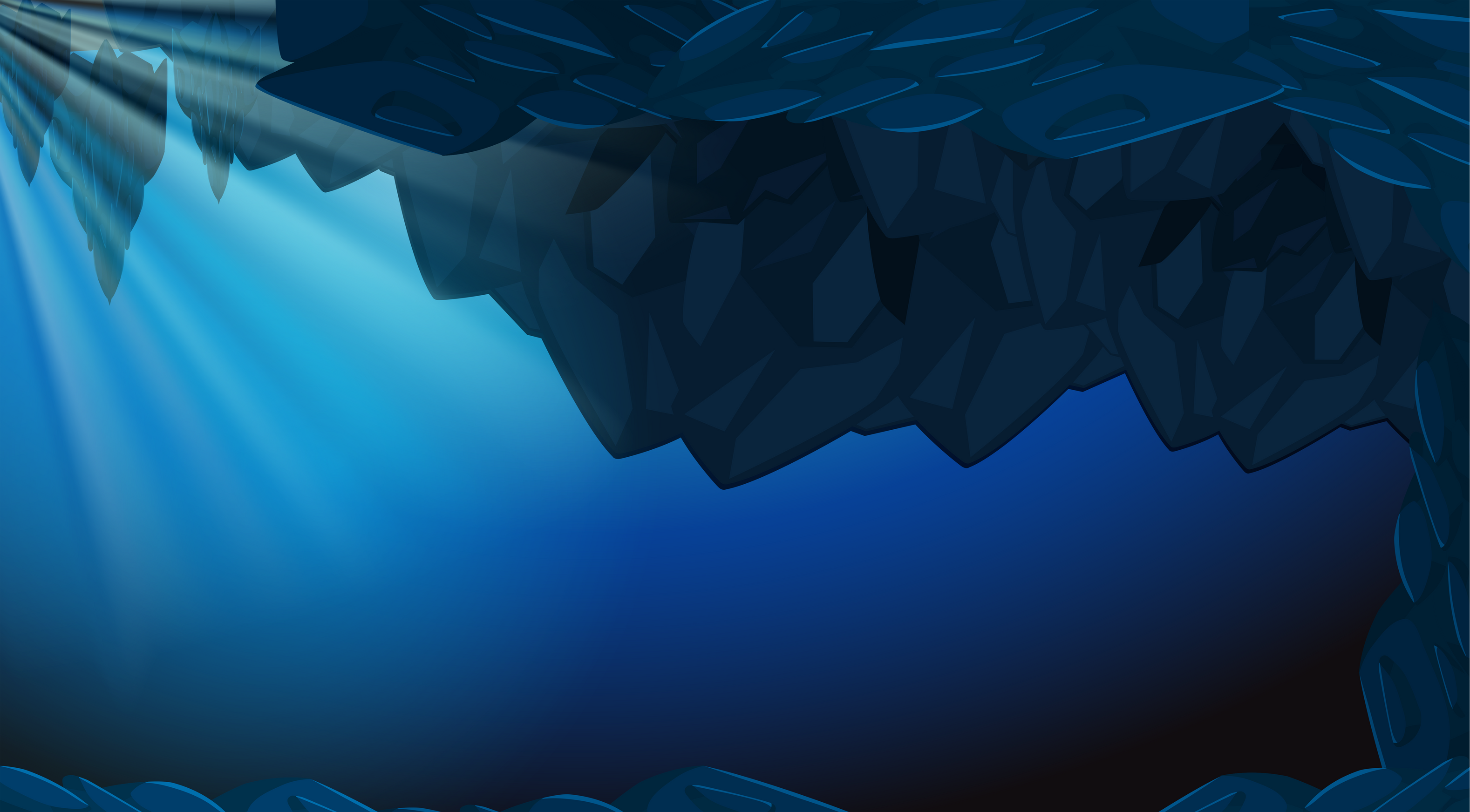 A dark underwater cave backgroubd