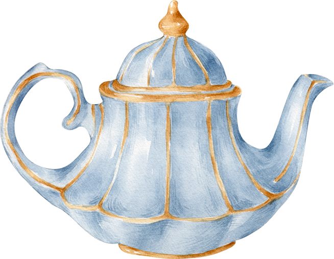 blue teapot with gilding