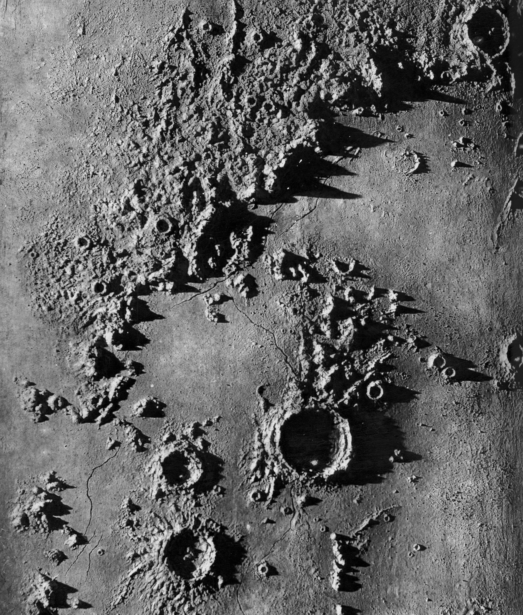 Vintage Lithograph of Lunar Appenines on Moon Surface