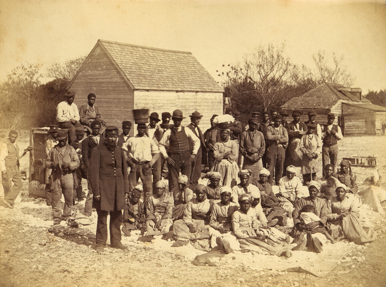 A Union Soldier Standing with a Group of People