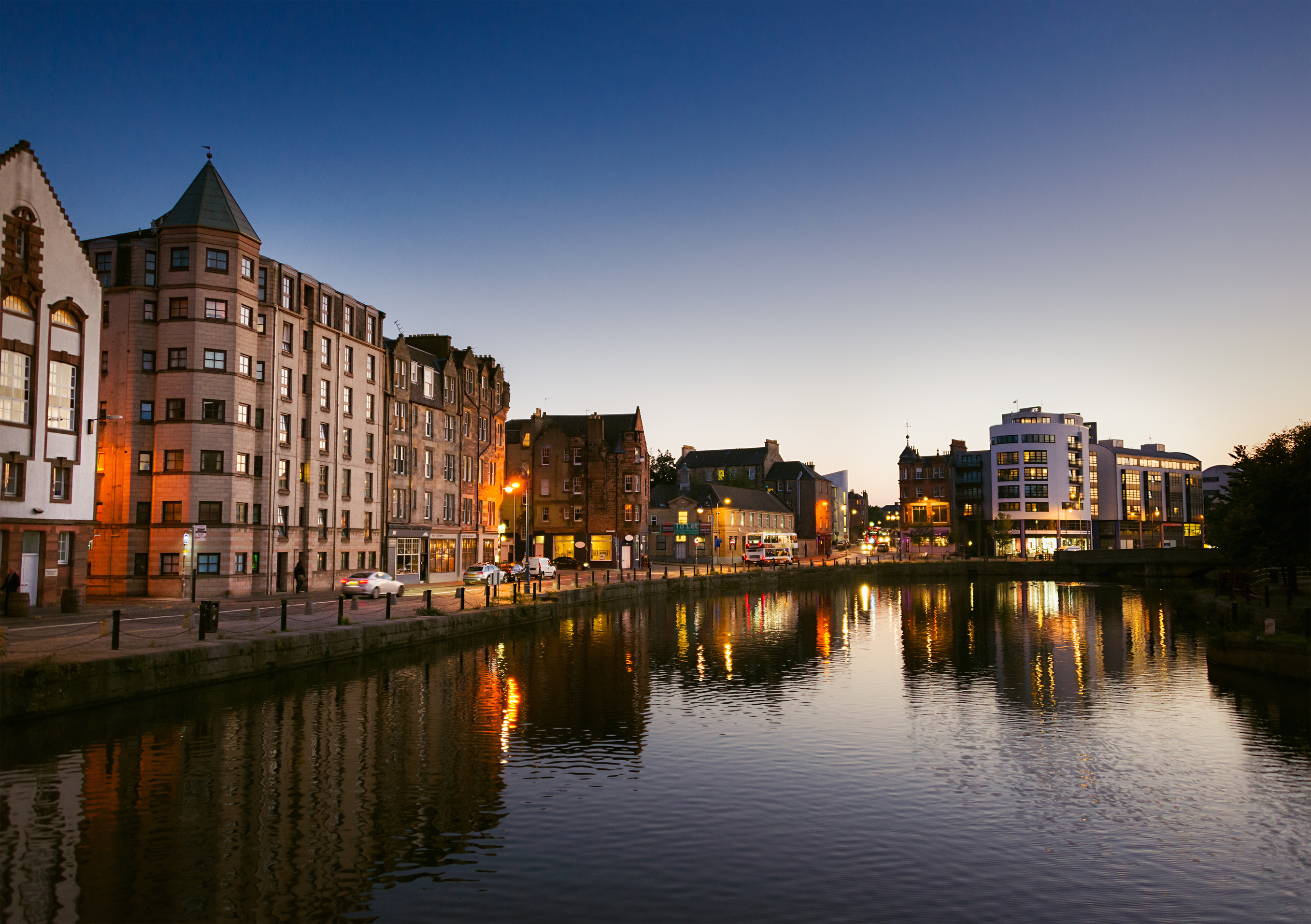 Leith waterfront at dusk