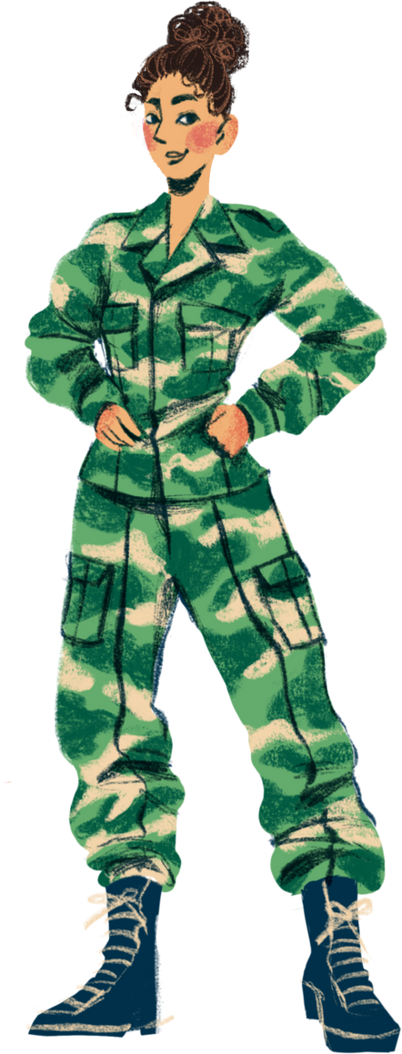 Textured Handdrawn Female Soldier