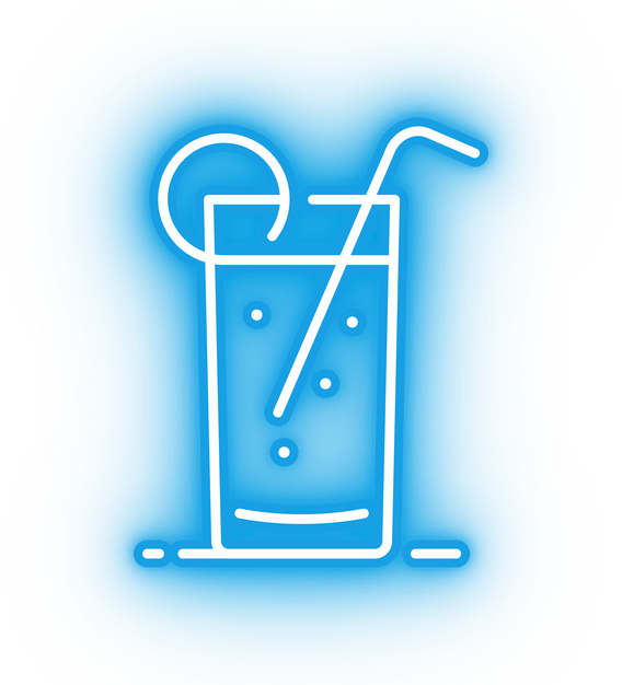 Neon blue cocktail icon