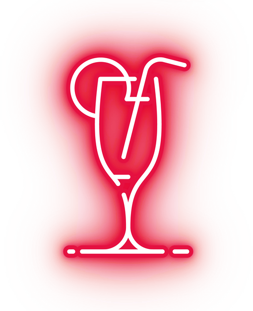 Neon red cocktail icon