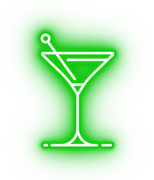 Neon green martini icon