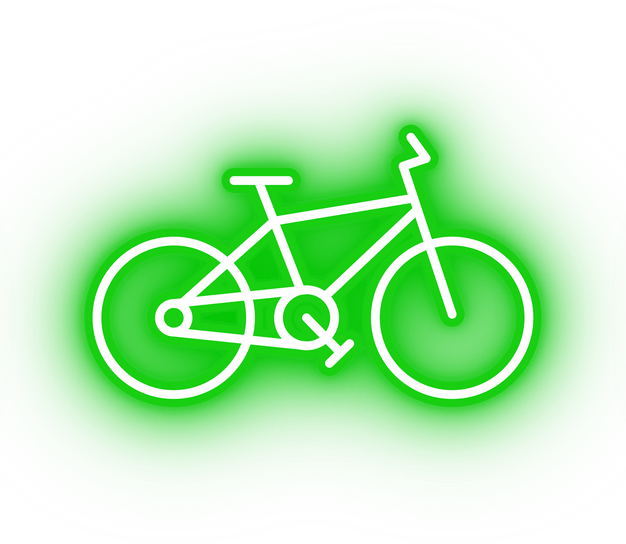 Neon green bicycle icon