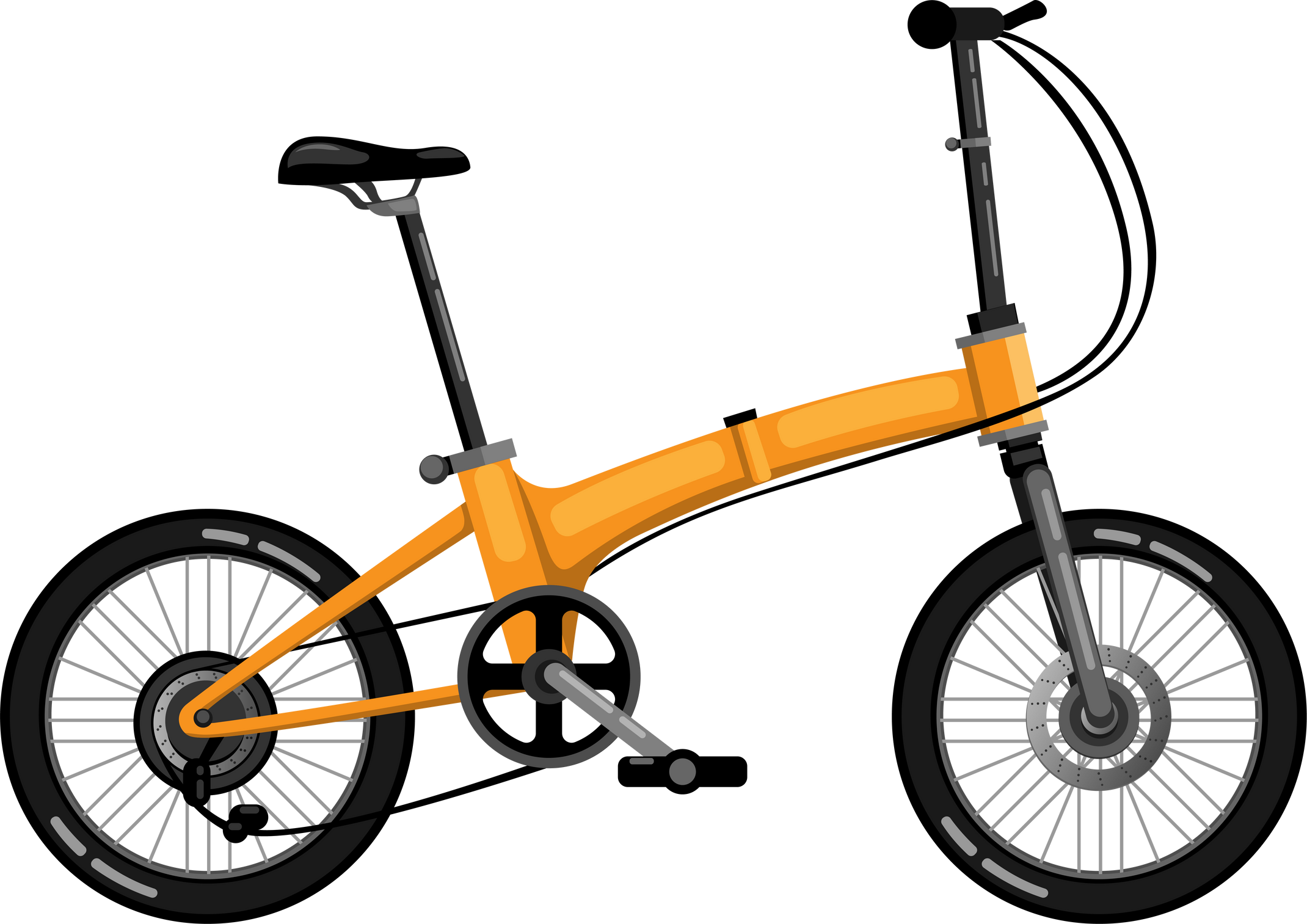 Folding bike foldable bicycle symbol icon cartoon realistic illustration