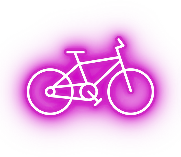 Neon pink bicycle icon